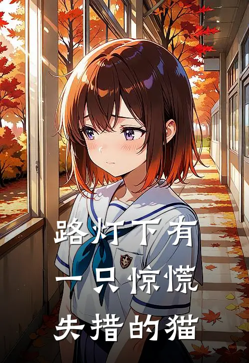 路灯下有一只惊慌失措的猫