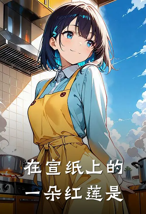 在宣纸上的一朵红莲是